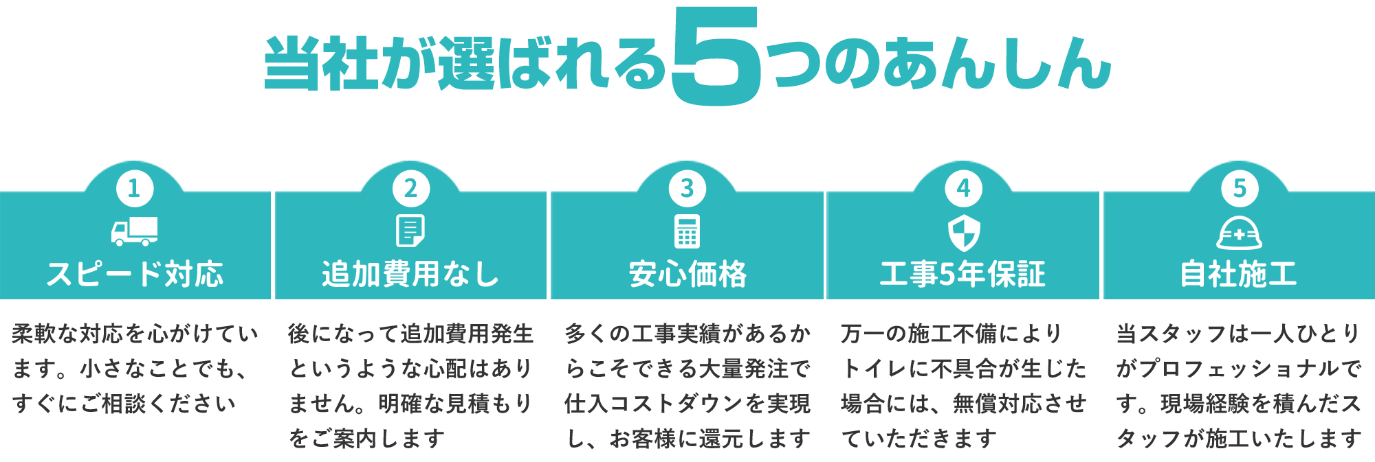 当社が選ばれる5つのあんしん